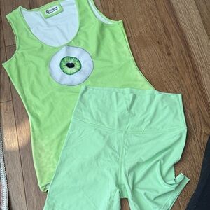 Green Eye Tank Top and Shorts Set